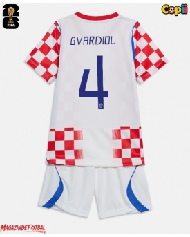 Croația Josko Gvardiol #4 Echipament de Fotbal Replică Mondial 2026 Copii Acasa (+ Șorturi)